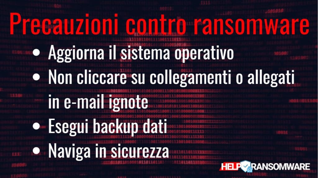 helpransomware guida Ci sono delle precauzioni contro il ransomware