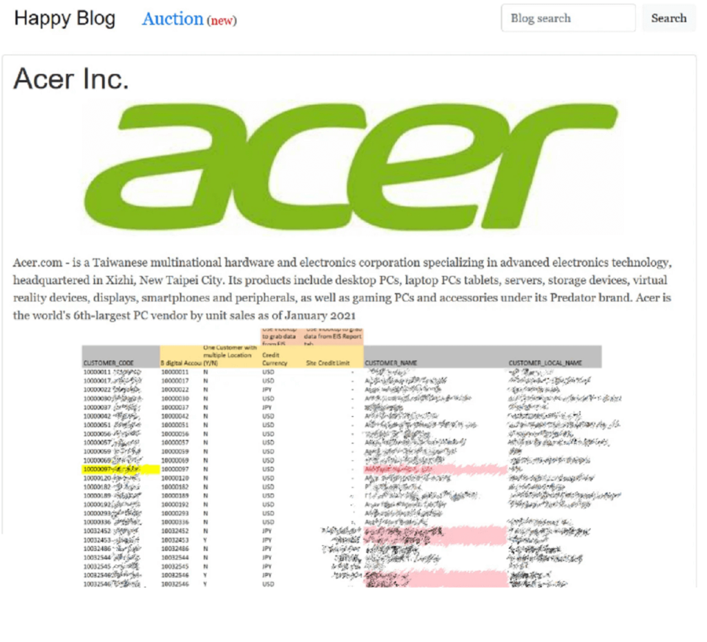 Acer ransomware REvil HelpRansomware