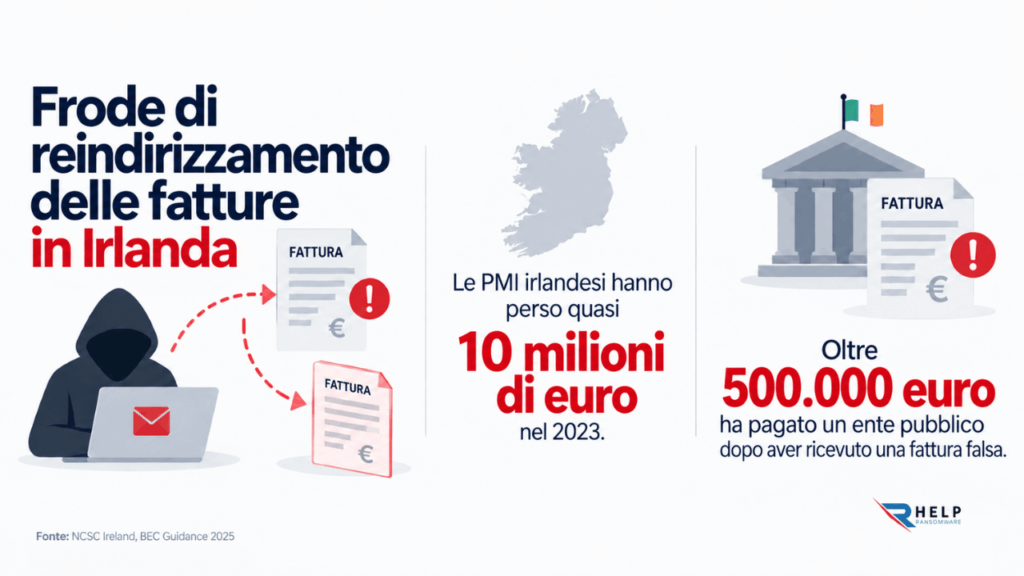 Frode Irlanda business email compromise Helpransomware
